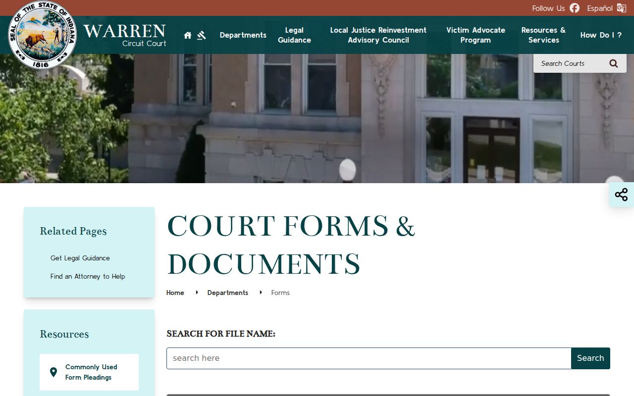 Warren County warrant records document center categories