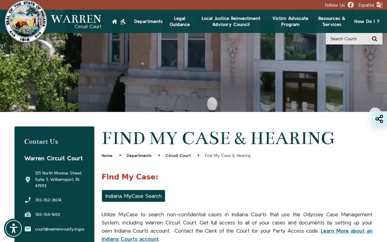 Warren County warrant search MyCase and hearing instructions