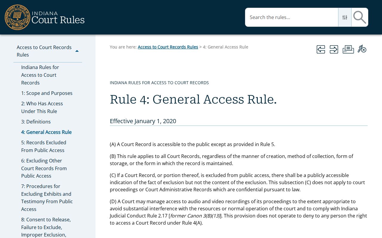 Indiana public access rule for Warren County bench warrant records