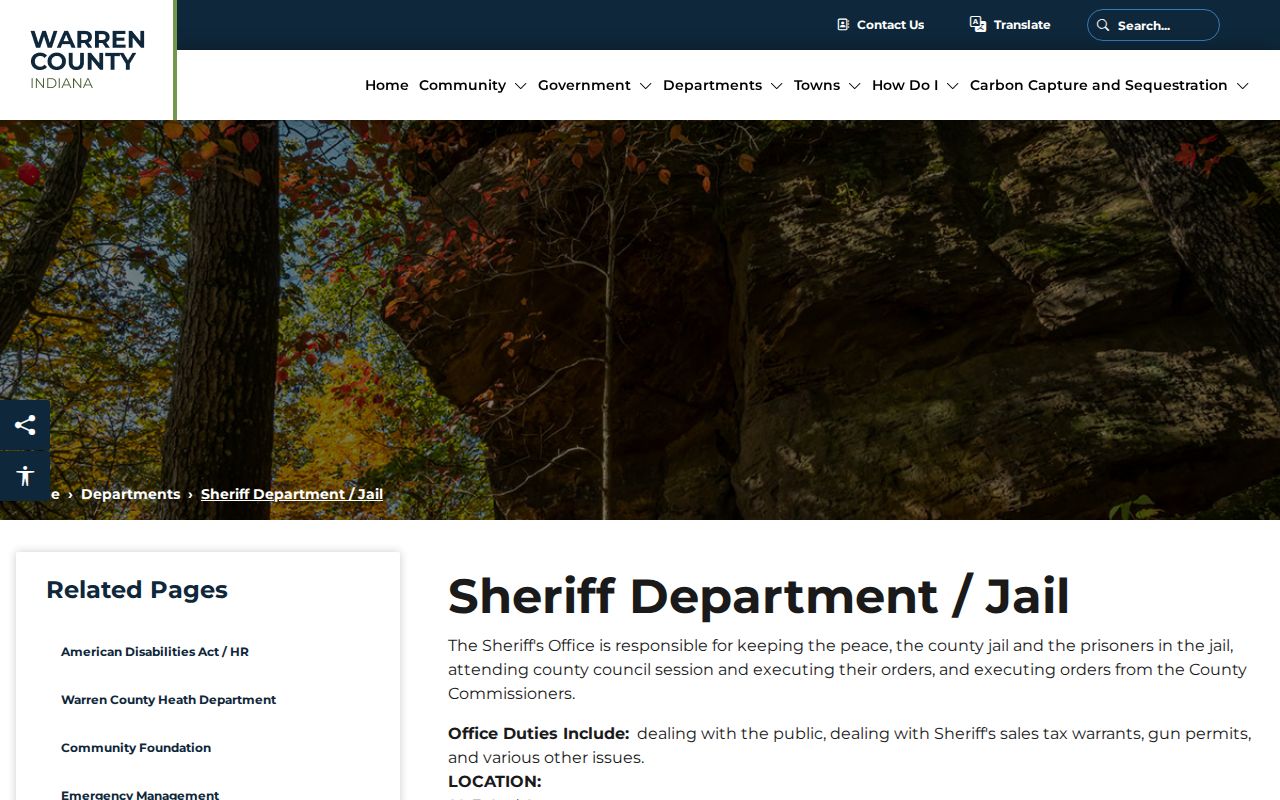 Warren County warrant records Sheriff and Jail contact details